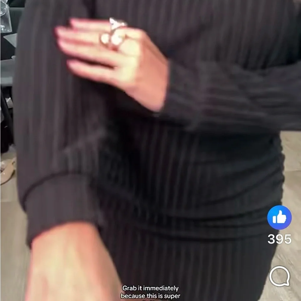 Black Ribbed Dress - Picture 4 of 8